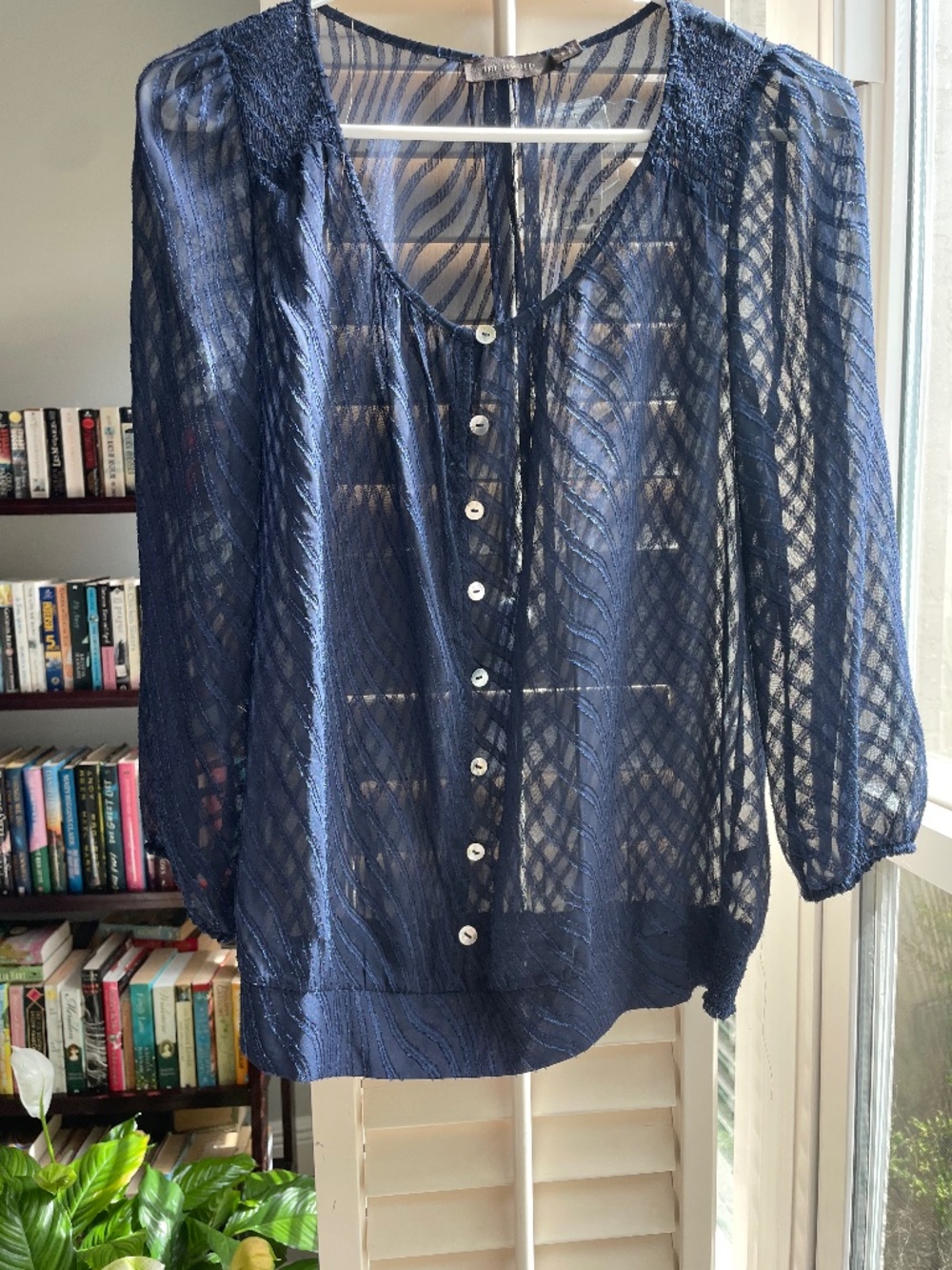 Limited Navy sheer blouse